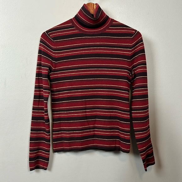 Vintage Brooks Brothers Striped 100% merino wool turtleneck sweater size S - Picture 3 of 11
